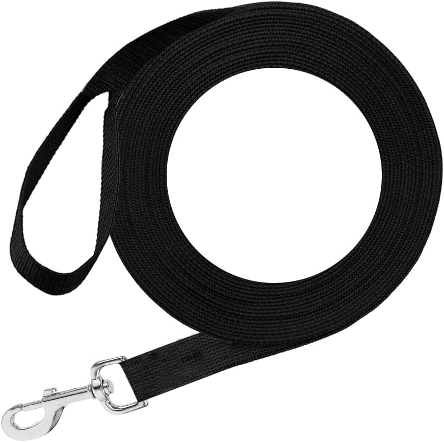 Pet Training Leash, Heavy-Duty Polypropylene Walking Leash, 360-degree Swivel Hook, Dog/Puppy Obedience, Recall, Agility Lead, Leisure & Adventure Walking, Black, 6 feet x 0.8 inches