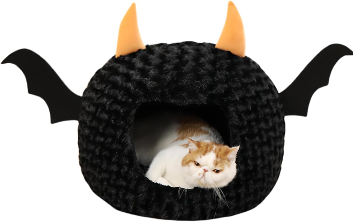 Funny Cat Bed Halloween Large Cat Cave Nest Warm Cute Kitten Bed Mattress Cartoon Ultra Soft Plush Removable Cushion