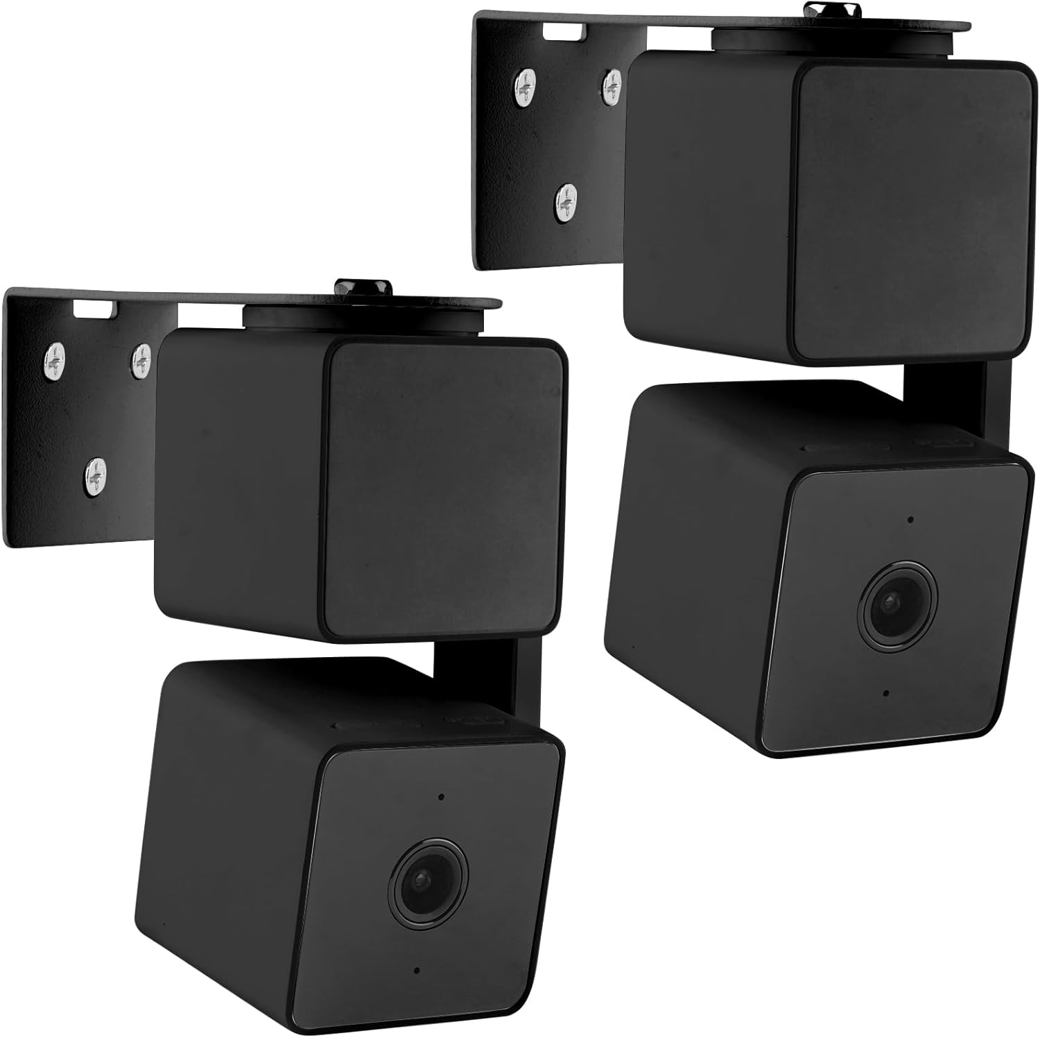 2Pack Adhesive Metal Wall Mount Bracket Compatible with   / Cam V4/ V2, VHB Stick On,No Drilling Mounting Bracket for  Get The Best View,Two Ways Installation (Black)