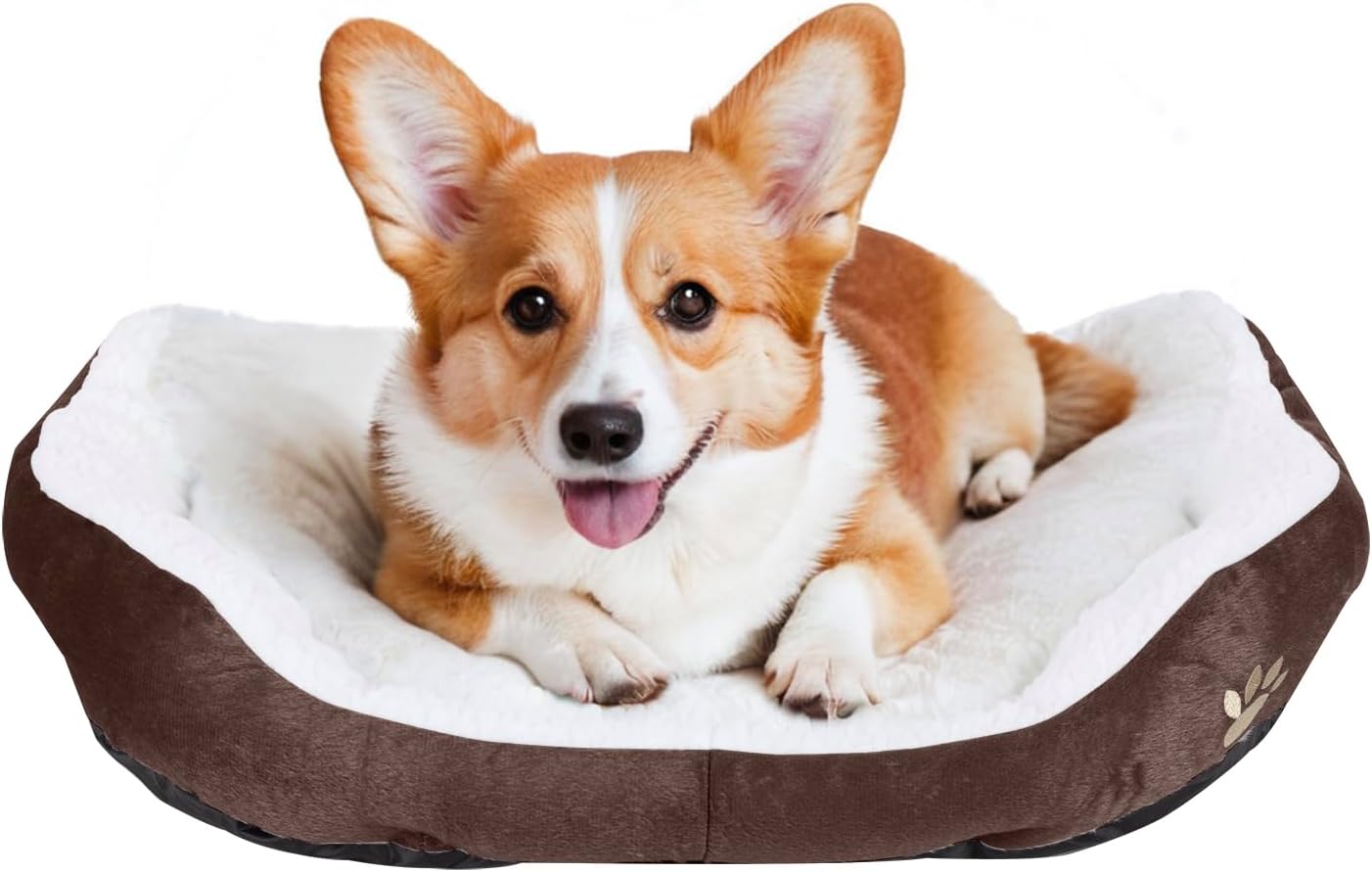 Round Dog Cat Beds Mattress Washable Pads Room, Soft Durable Plush Faux Fur Sleeping Pet Fleece Bed Mat for Small Doggy Kitten Puppy, with Anti-Slip Waterproof Bottom (Coffee)