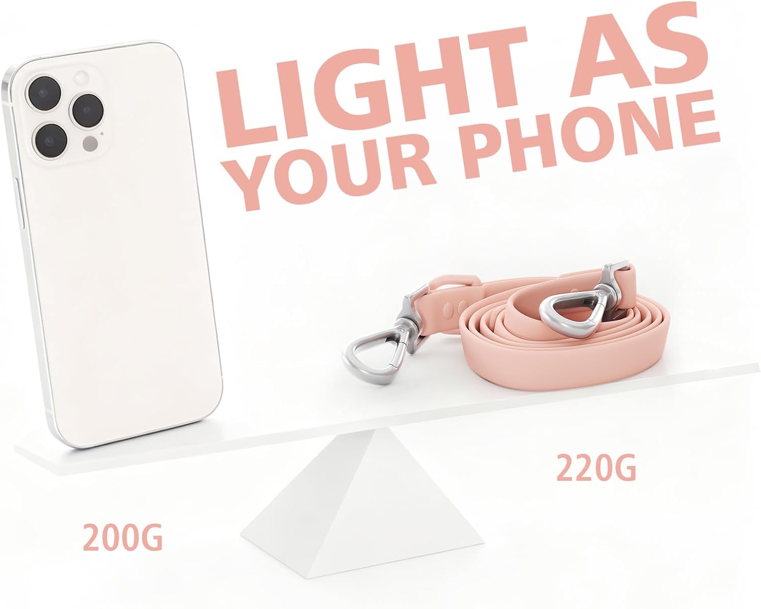 6-foot waterproof dog leash with soft PVC-coated nylon webbing, easy to clean, suitable for beach play, adjustable anti-tangling double hook design, suitable for large and medium-sized dogs.