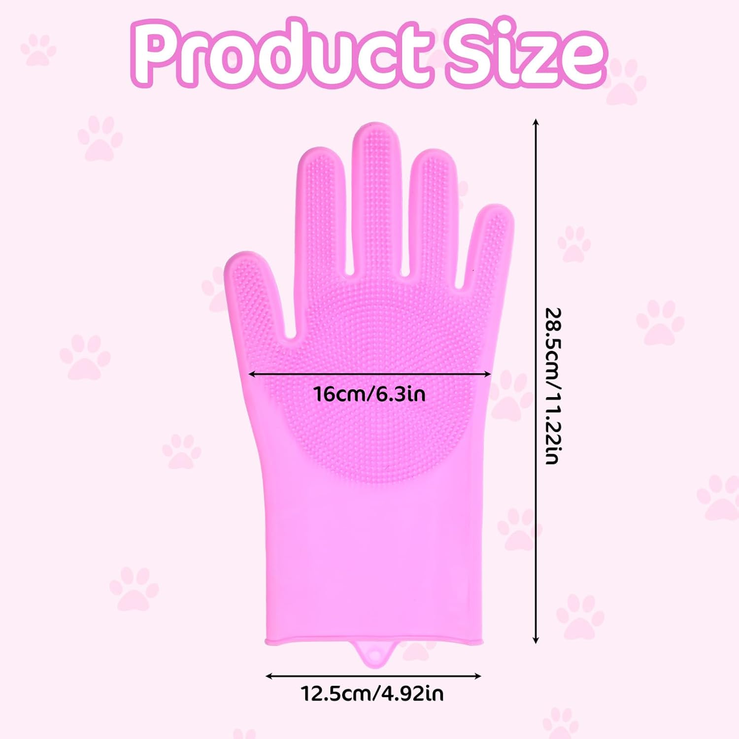 Pet Grooming Gloves, Dog Washing Gloves, Heat Resistant Silicone with High-Density Teeth Enhanced Five Finger Design for Bathing and Massaging Dogs and Cats（1 Pair, Pink