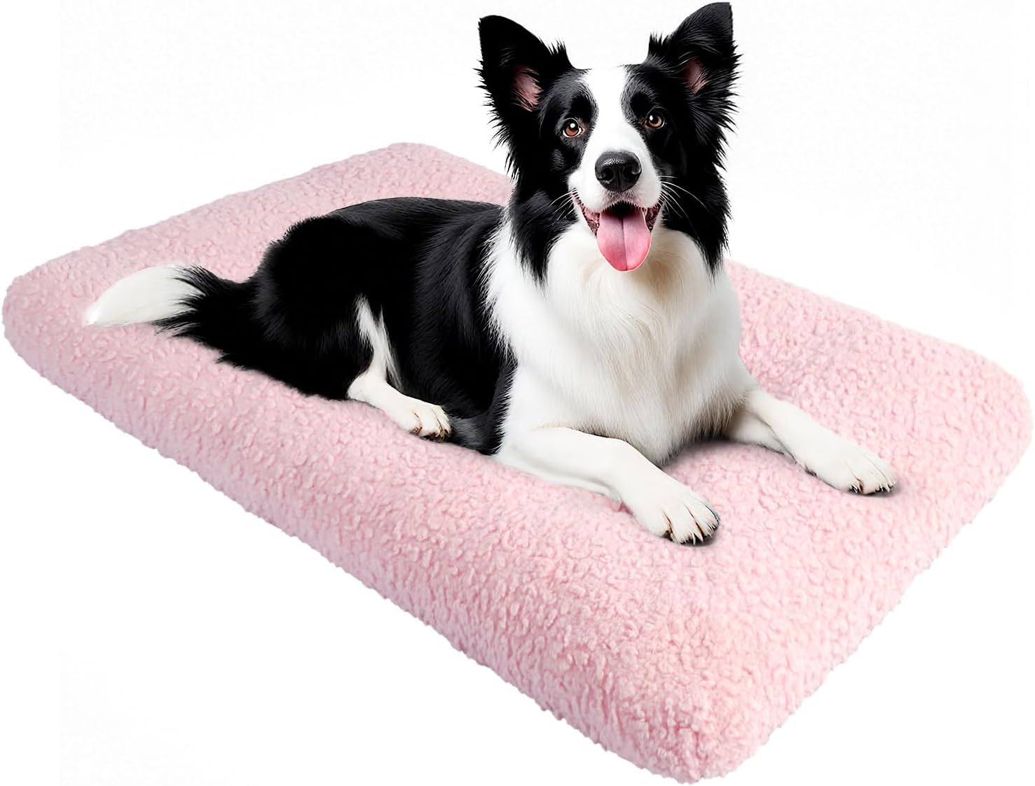 Dog Bed Comfy Dog Crate Beds Plush Pet Sleeping Mat Washable Pets Mattress Anti-Slip Crate Mat Soft Kennel Pad for Large, Medium, Small Dogs Cats Breeds, 35" x 23", Pink