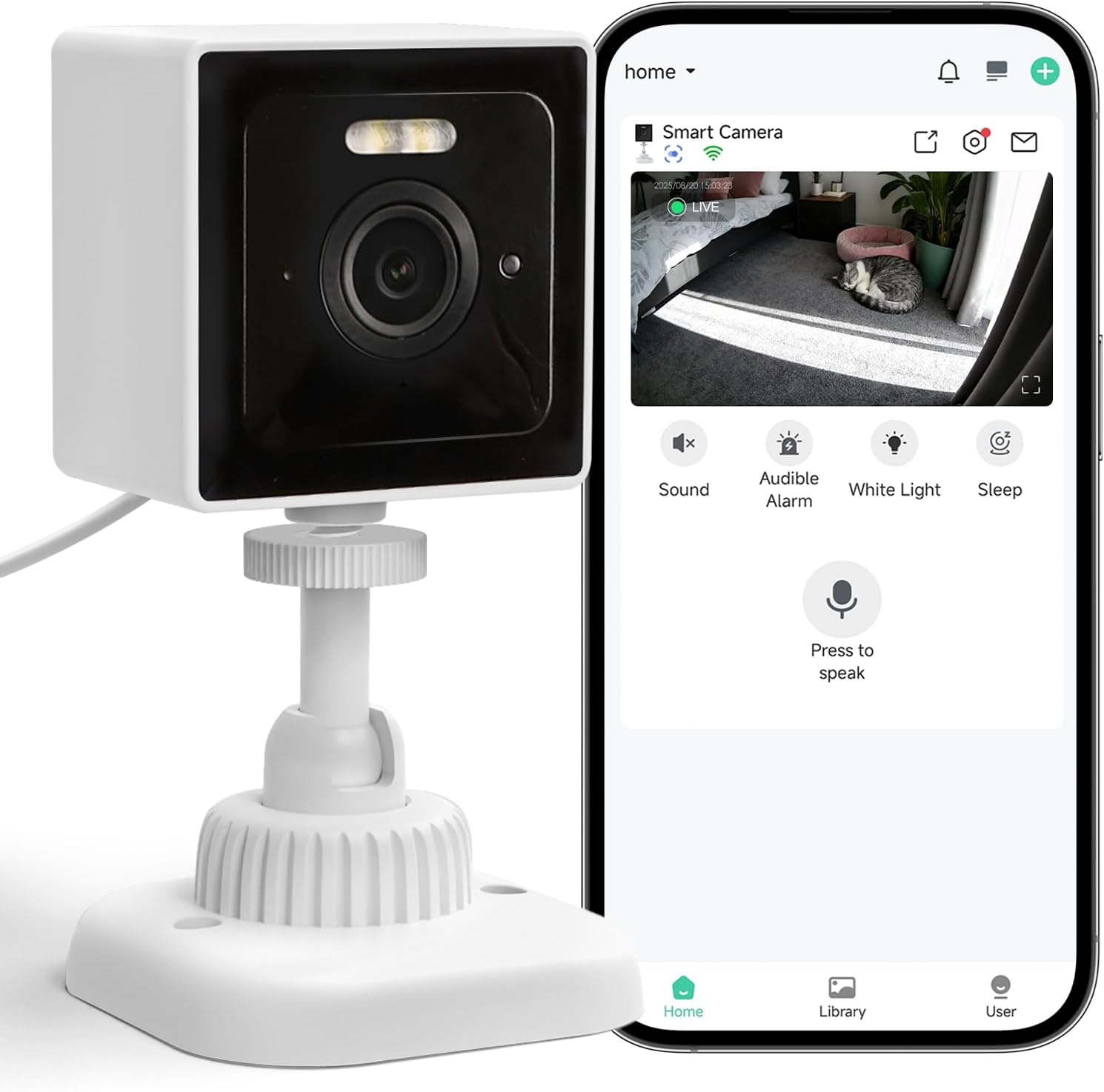 Pet Camera for Outside Cat House, Smart Monitor for Outdoor Cat House with Night Vision, Cloud & SD Card Storage, 2-Way Audio & Siren Alarm, Works with
