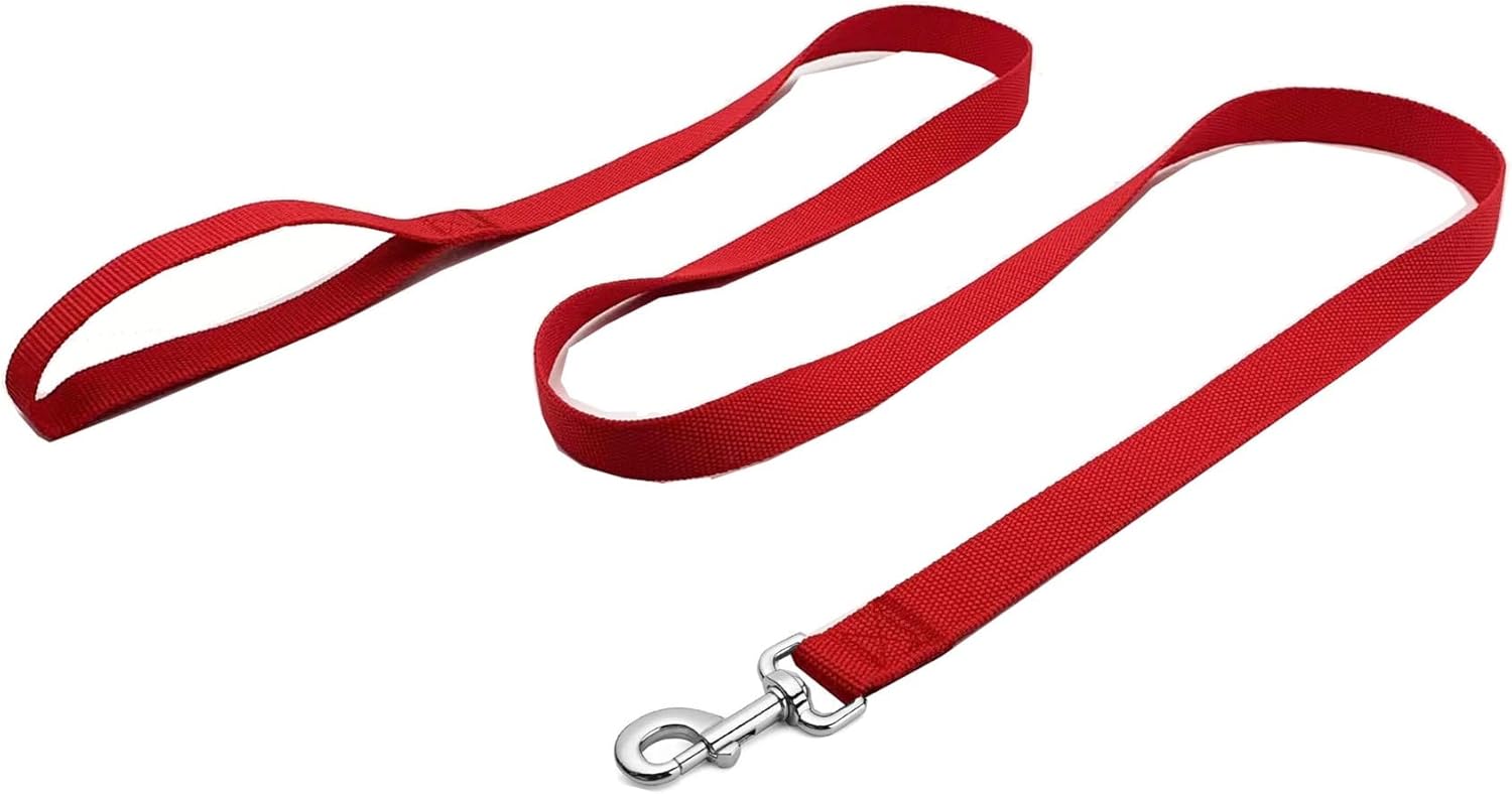 Strong Nylon Dog Leash, 4FT/ 5 FT/ 6FT Dog Leashes for Medium Large Dogs (6FT, Red)