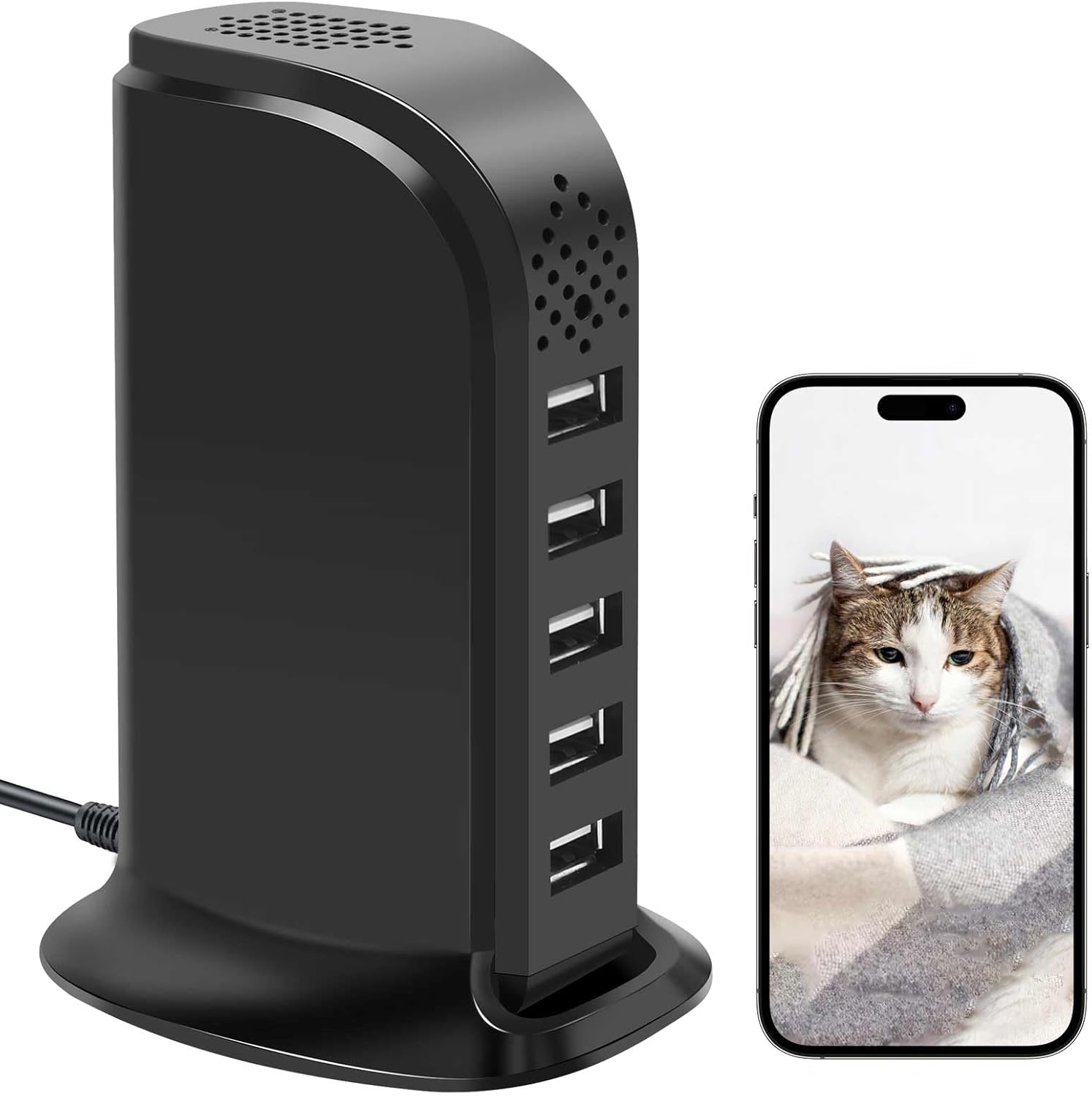 WiFi USB Charger Camera, 1080P HD Mini Nanny Cam with Motion Detection, Wireless Smart Security Cameras Video Recorder with Remote Live View for Pet/Baby/Home No Audio