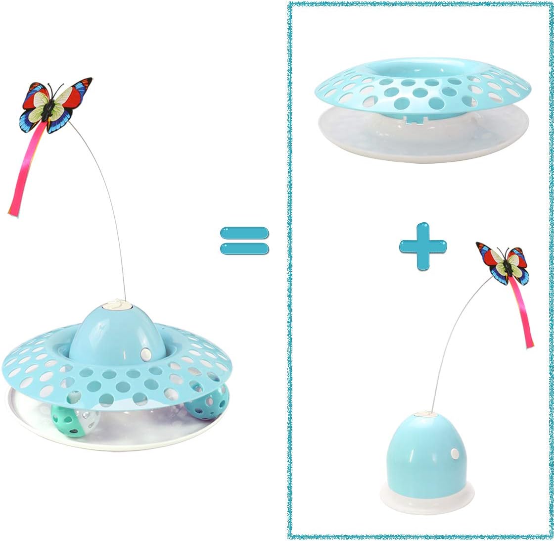 Interactive Cat Toys Automatic Electric Rotating Butterfly & Ball Exercise Kitten Toy Funny Cat Teaser Toys