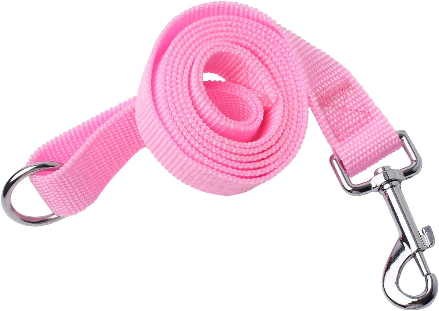 Nylon Dog Leash for Medium & Large Dogs, 4FT/6FT/10FT Long, 1 Inch Wide, for Walking, Exploring, Outdoor Adventures (Pink, 10ft)