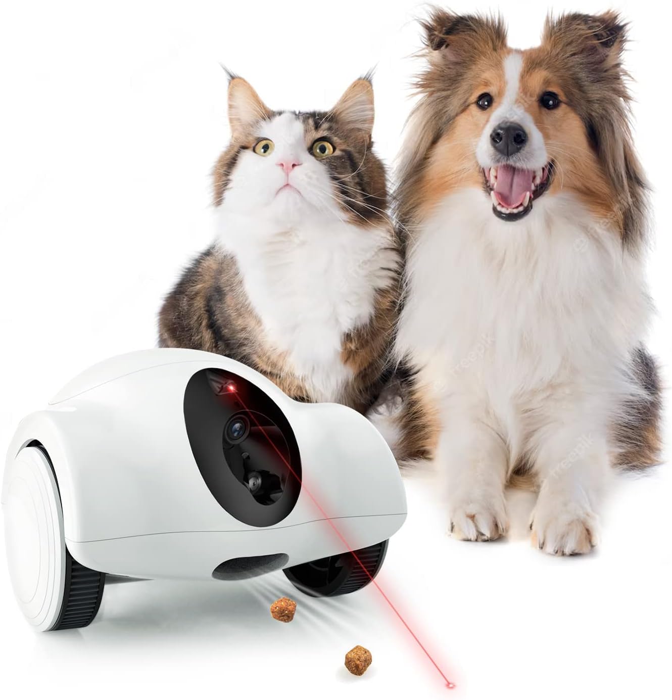 Pet Cameras with Phone App 15 Days Long Standby Pet Robot for Dog Treat Dispenser Feeder 1080P Full HD Dog Robot Camera 360°Move Freely 2-Way Audio (2.4GHz WiFi ONLY (N0 5GHz/Bluetooth)