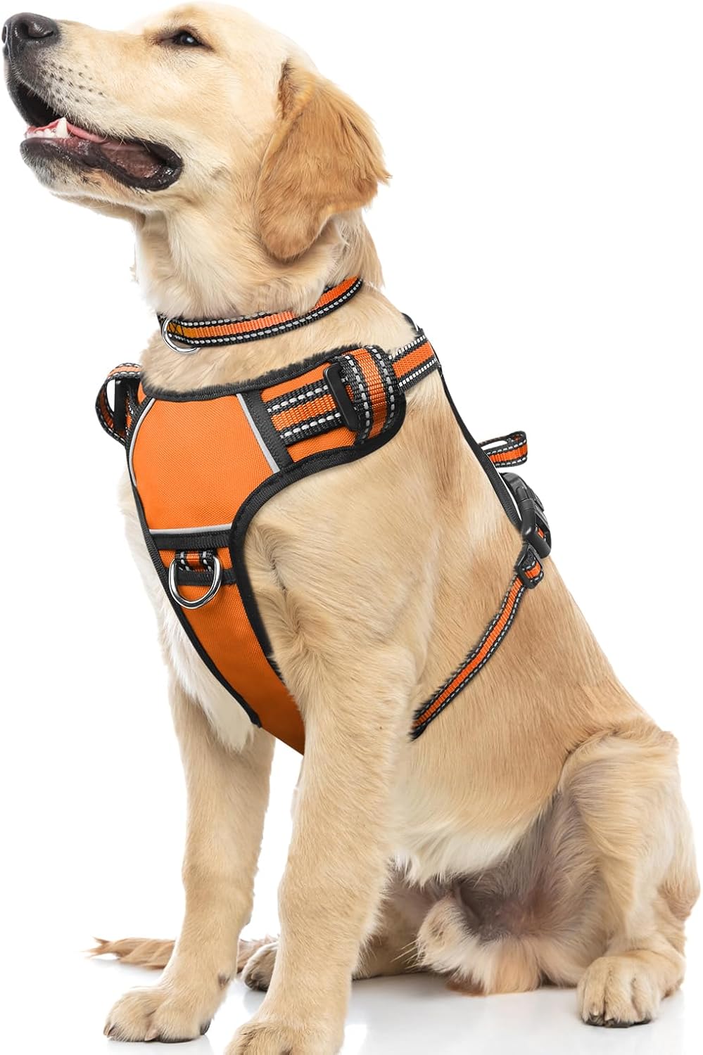 Dog Harness No Pull, Pet Harnesses with Dog Collar, Adjustable Reflective Oxford Outdoor Vest, Front/Back Leash Clips for Small, Medium, Large, Extra Large Dogs, Easy Control Handle for Walking