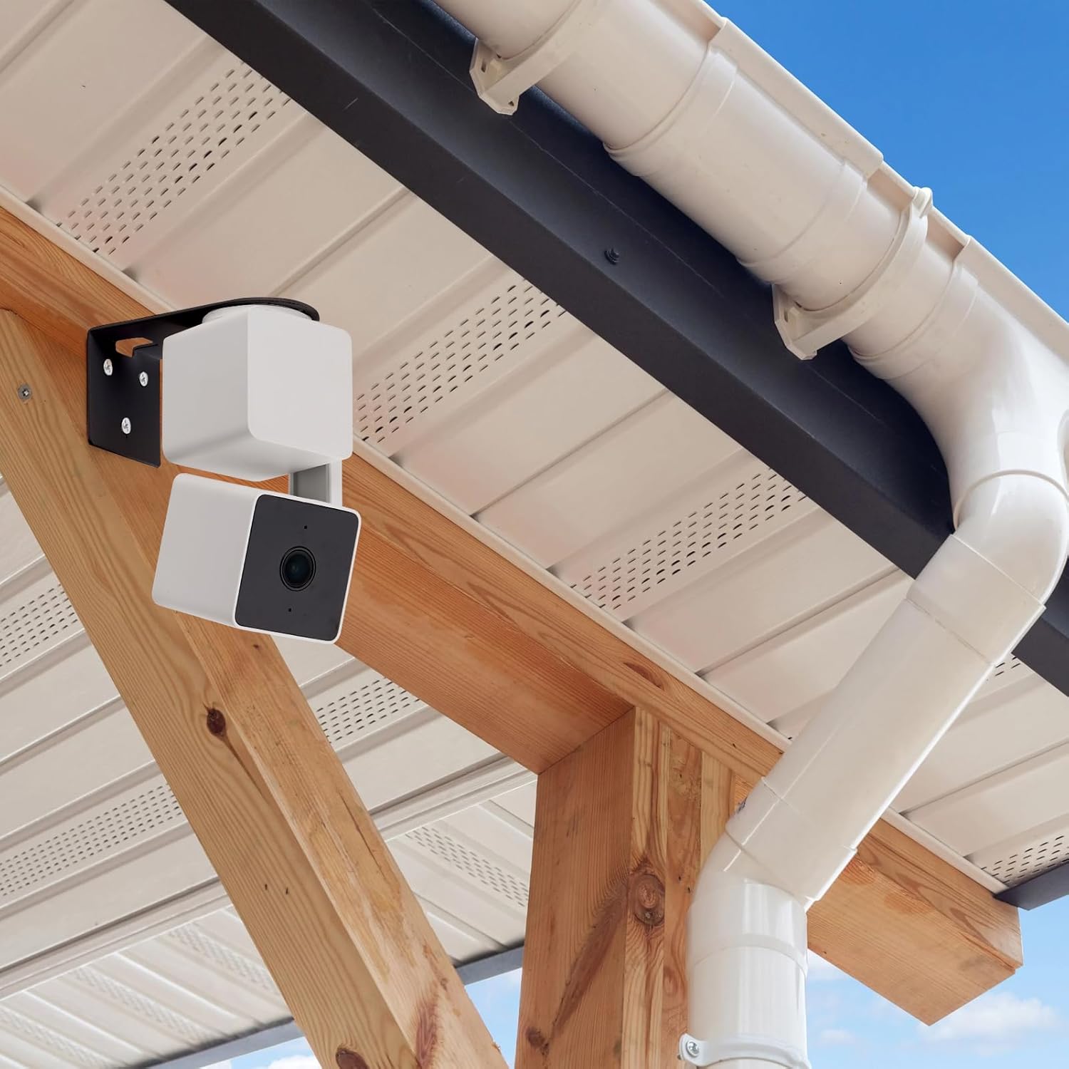 2Pack Adhesive Metal Wall Mount Bracket Compatible with   / Cam V4/ V2, VHB Stick On,No Drilling Mounting Bracket for  Get The Best View,Two Ways Installation (Black)