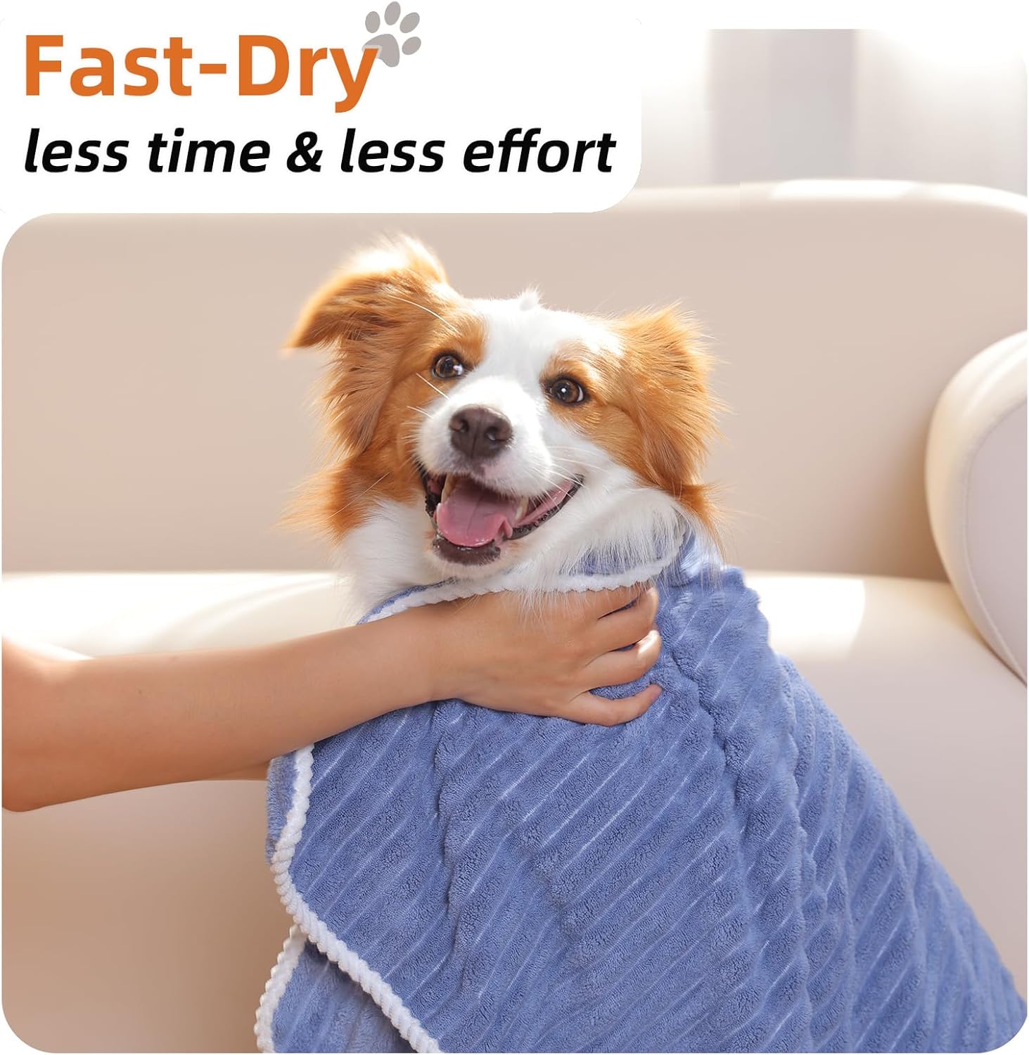 Microfiber Dog Towels for Drying Dogs Large, 40 X 23.6 Inch Ultra Soft & Absorbent, Quick-Dry, Dog Bath Supplies for Large and Medium Dogs (Blue, 40"X 23.6"-1pack)