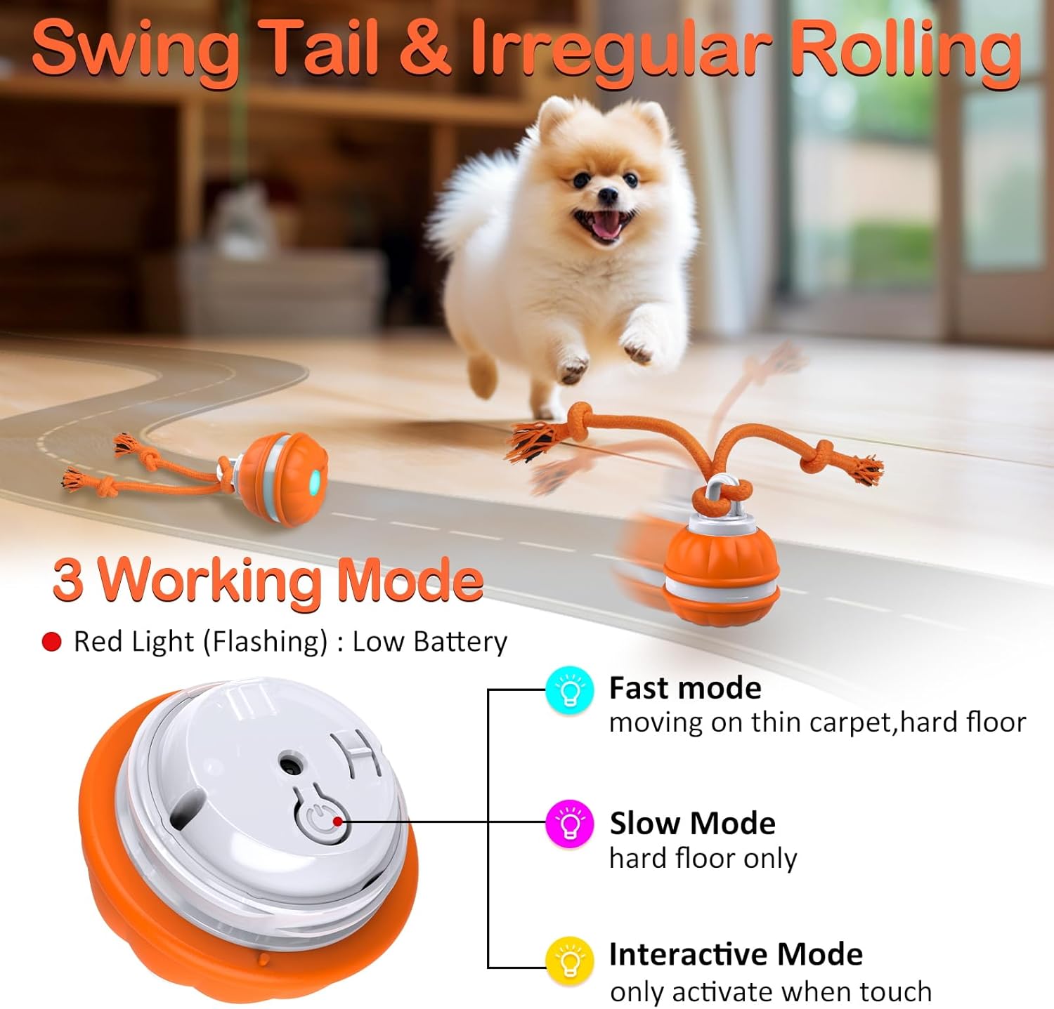 Peppy Pet Ball for Dogs, Dog Interactive Toys,Motion Activate Rolling Ball for Puppy/Small Dogs, Automatic Moving Toy,USB Rechargeable
