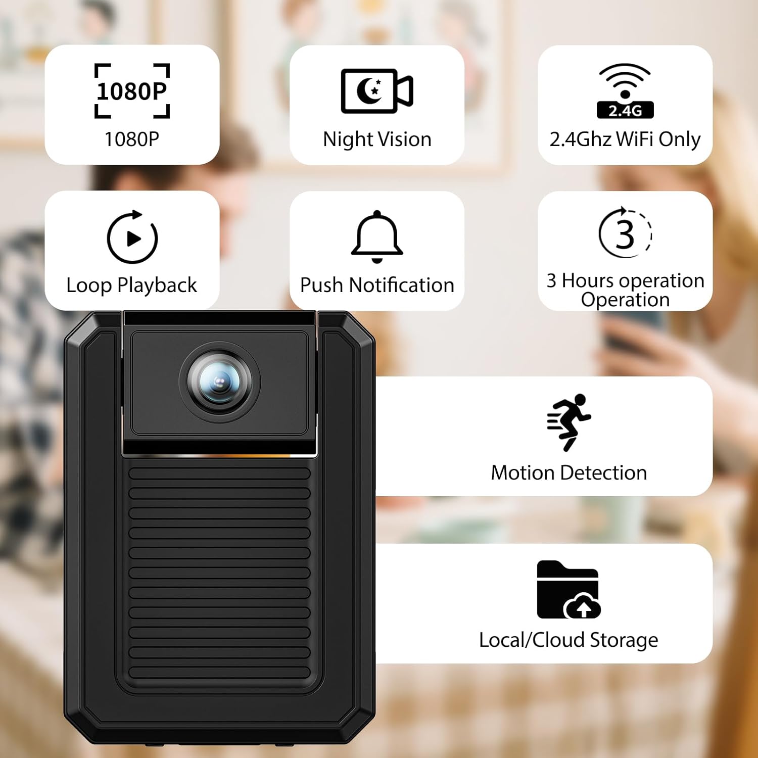 Mini Indoor Wireless WiFi Camera Small Home Security Cameras Tiny Body Small Outdoor Camara Nanny Cam Pet Dog House Security Camaras micro Door Room Cam Clear Night Vision and Motion Detection Monitor