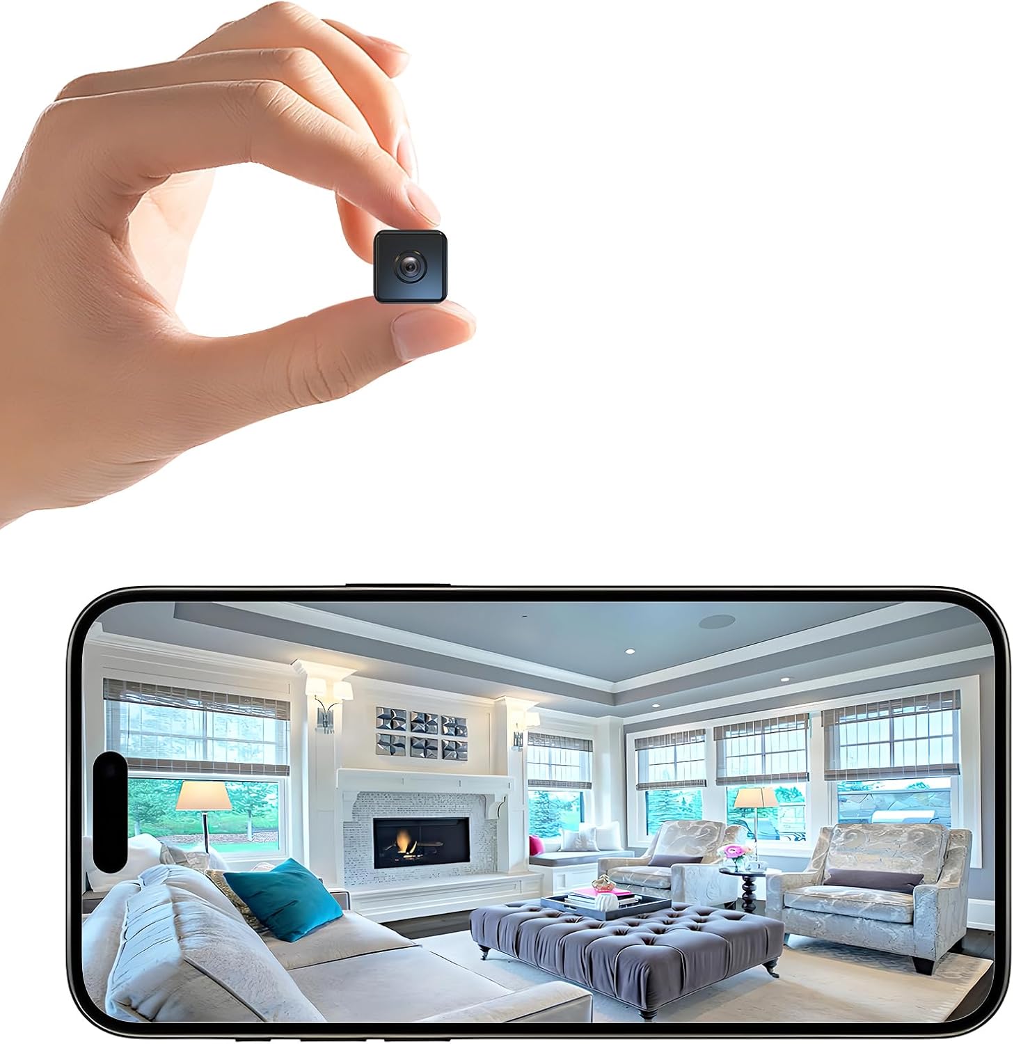 Mini Wireless Camera Home Security cámaras Indoor/Outdoor Cam 1080P HD Small Smart WiFi House Cameras Micro House Nanny Cams Battery-Powered with Clear Night Vision and Motion Detection Baby Monitor