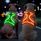 LED Light Up Dog Harness for Safety Night Walking, Glow in The Dark Soft Mesh Lighted Safety Vest USB Rechargeable -Illuminated No Pull Reflective Dog Harness for Medium Dogs (Orange, M)