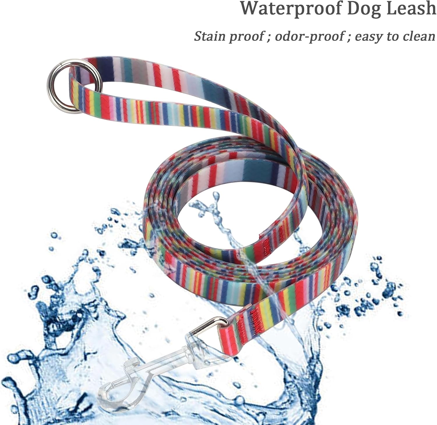 Waterproof Dog Leash 7FT 12FT, Odor-Proof Lightweight Long Puppy Lead for Outdoor Walking, Training, Beach Playing, Strong Coated Nylon Leash Easy to Clean