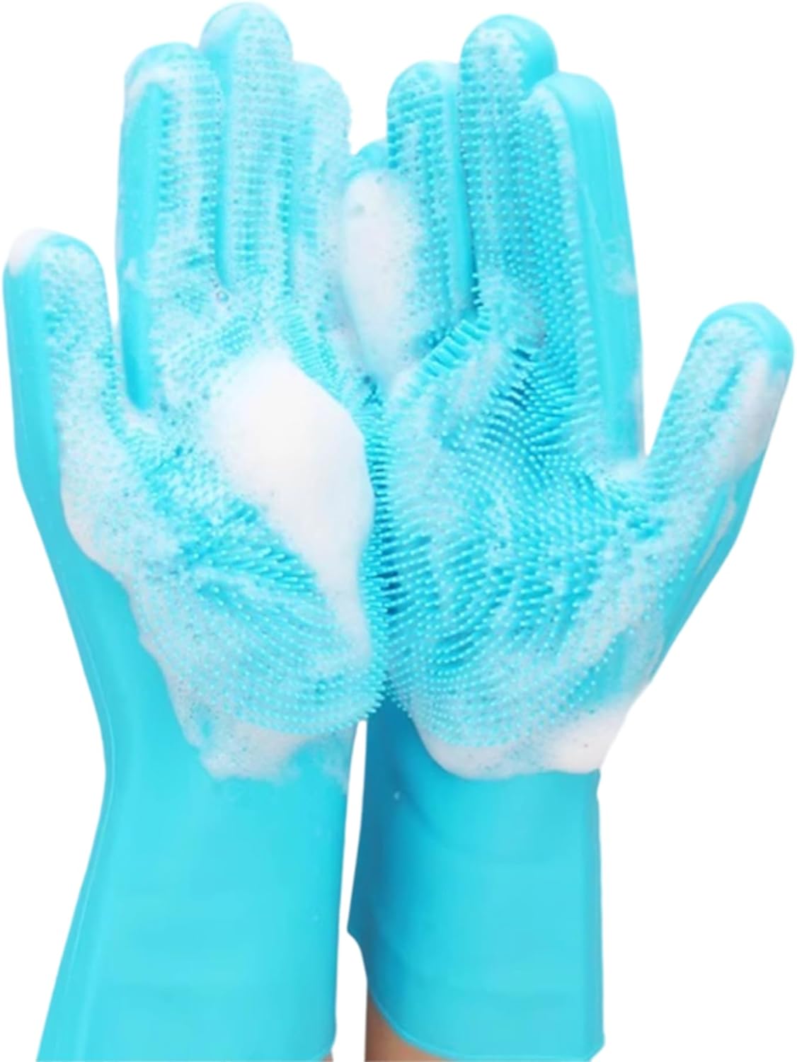 Pet Grooming Gloves, Heat Resistant Silicone Gloves，Silicone Hair Removal Mitt for Dogs and Cats,Cat Bathing Gloves ，Cat and Dog Massage Products， Blue。