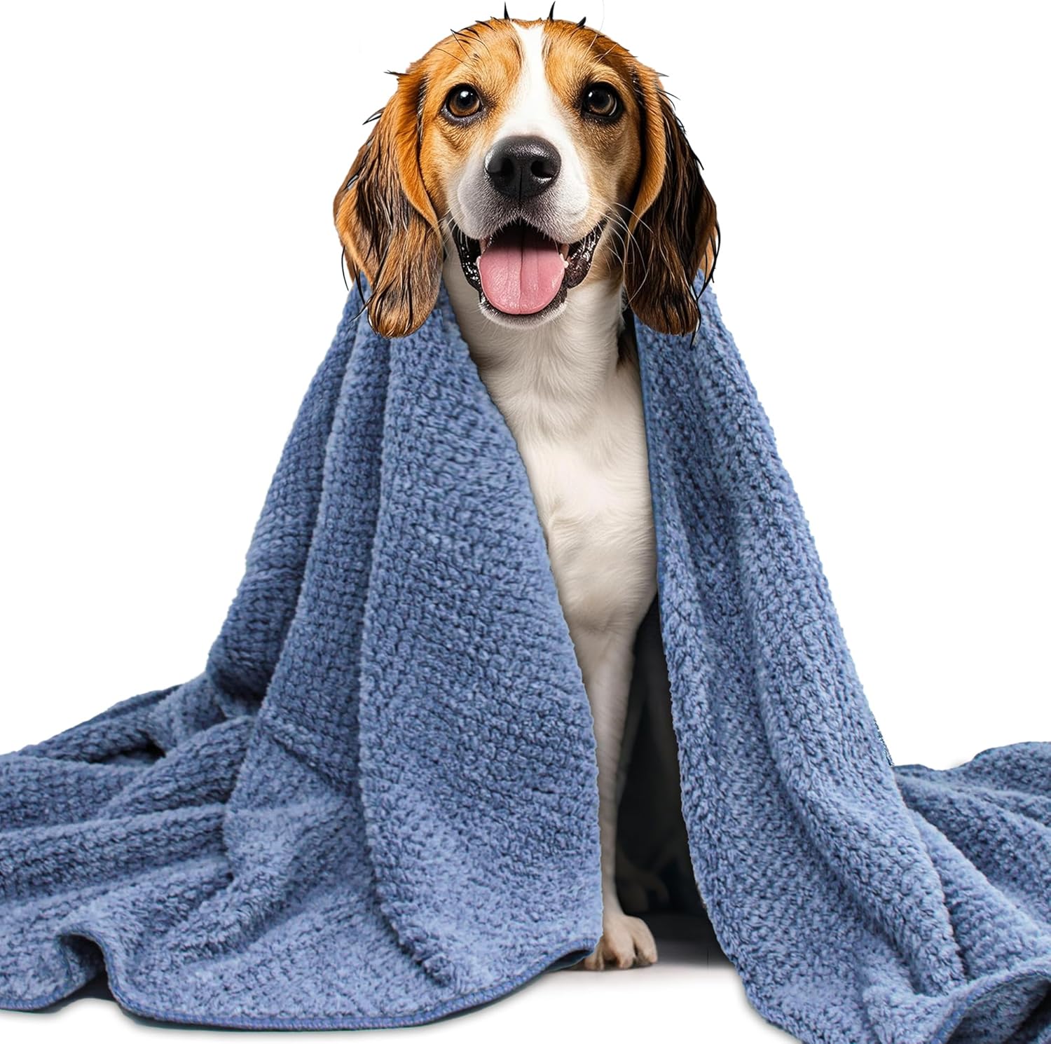 Microfiber Dog Towels - 40x24 Inch, Super Absorbent & Quick - Drying, Soft Pet Grooming Towel for Small & Medium Dogs & Cats, Blue
