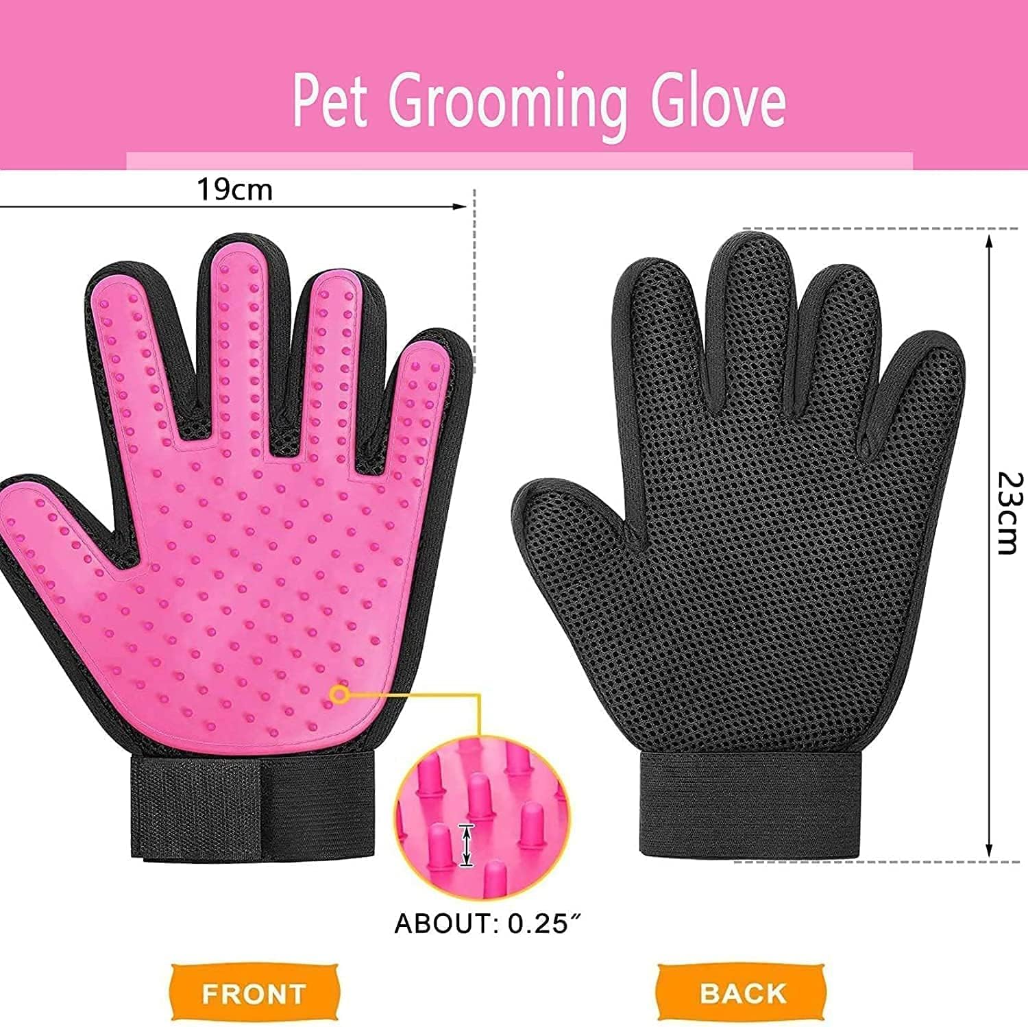 Pet Dog Cat Grooming Glove with 261Tips,Gentle Deshedding Brush Glove,Efficient Pet Hair Remover Mitt,Massage Tool with Enhanced Five Finger Design,for Dog,Cat,Rabbit,Horse with Long/Short Fur