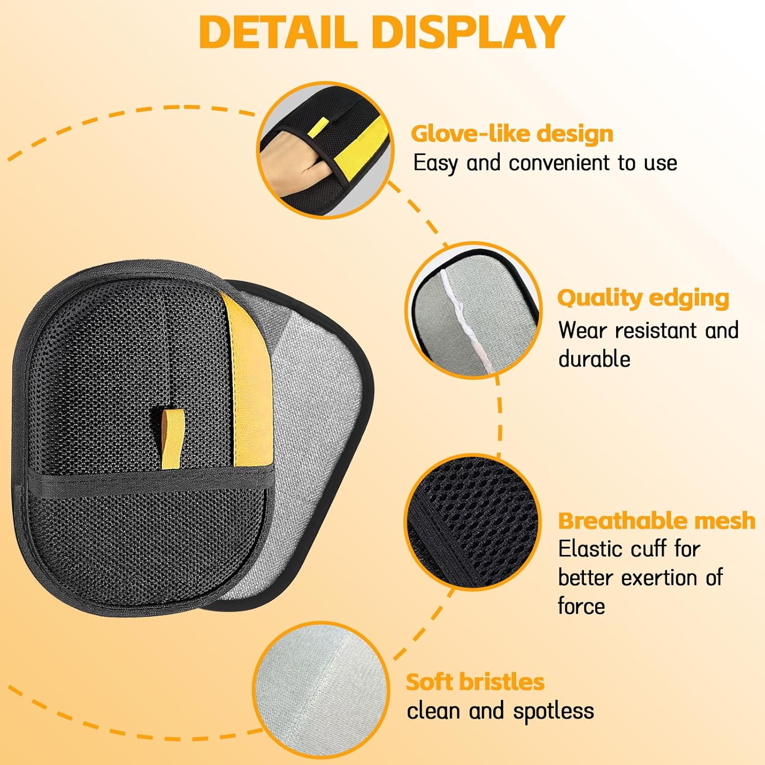 Pet Hair Remover Gloves for Cats & Dogs, 2025 Upgraded Electrostatic Grooming Gloves – Reusable Pet Hair Remover Tool for Couch Carpet Car Seat & Clothing, Easy to Clean (2Pcs)