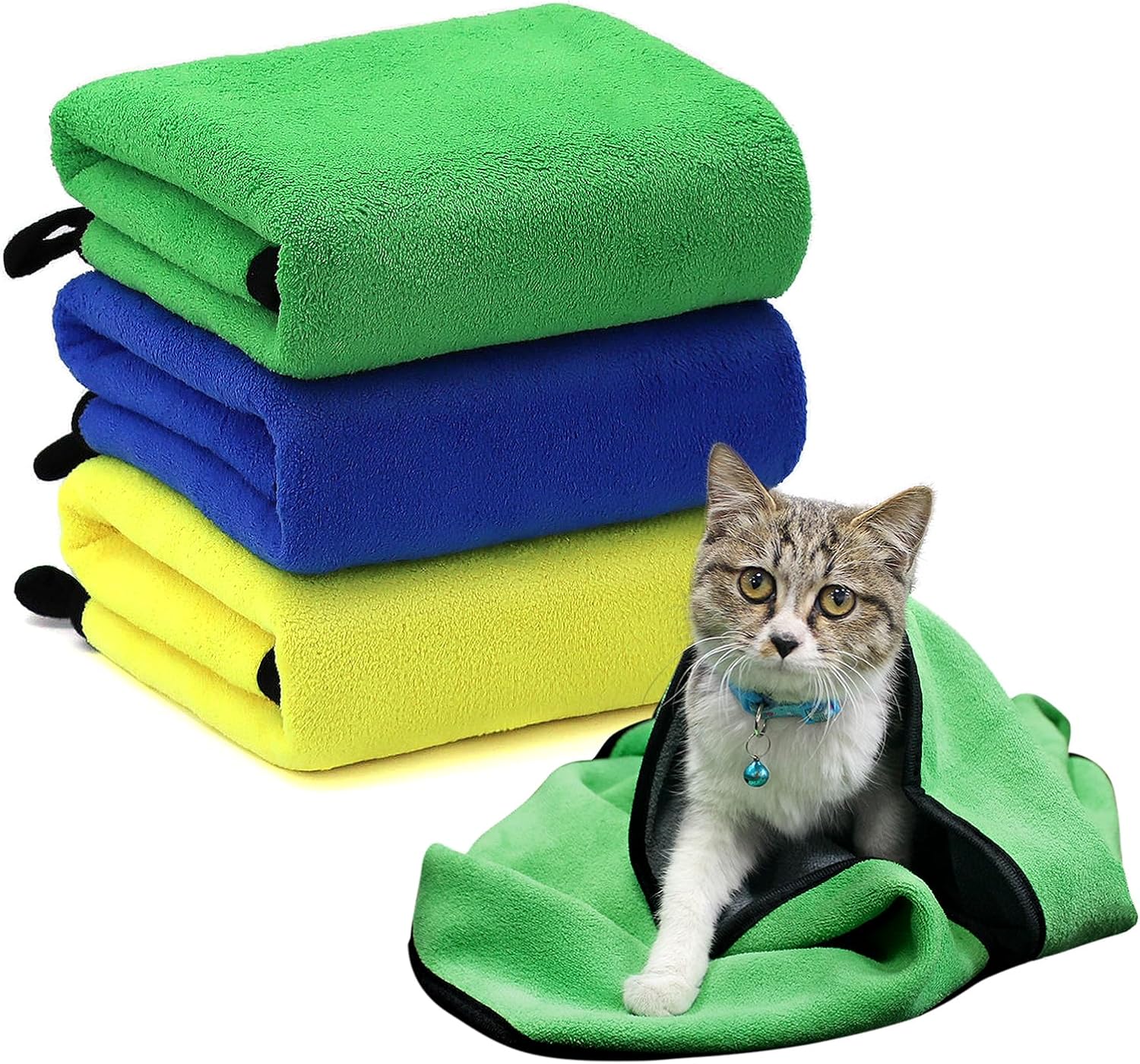 3 Pcs Dog Bath Towel Super Absorbent Puppy Drying Towel Microfiber Pet Grooming Towels for Medium Small Dogs Quick Dry Doggy Blanket, 24''x12''