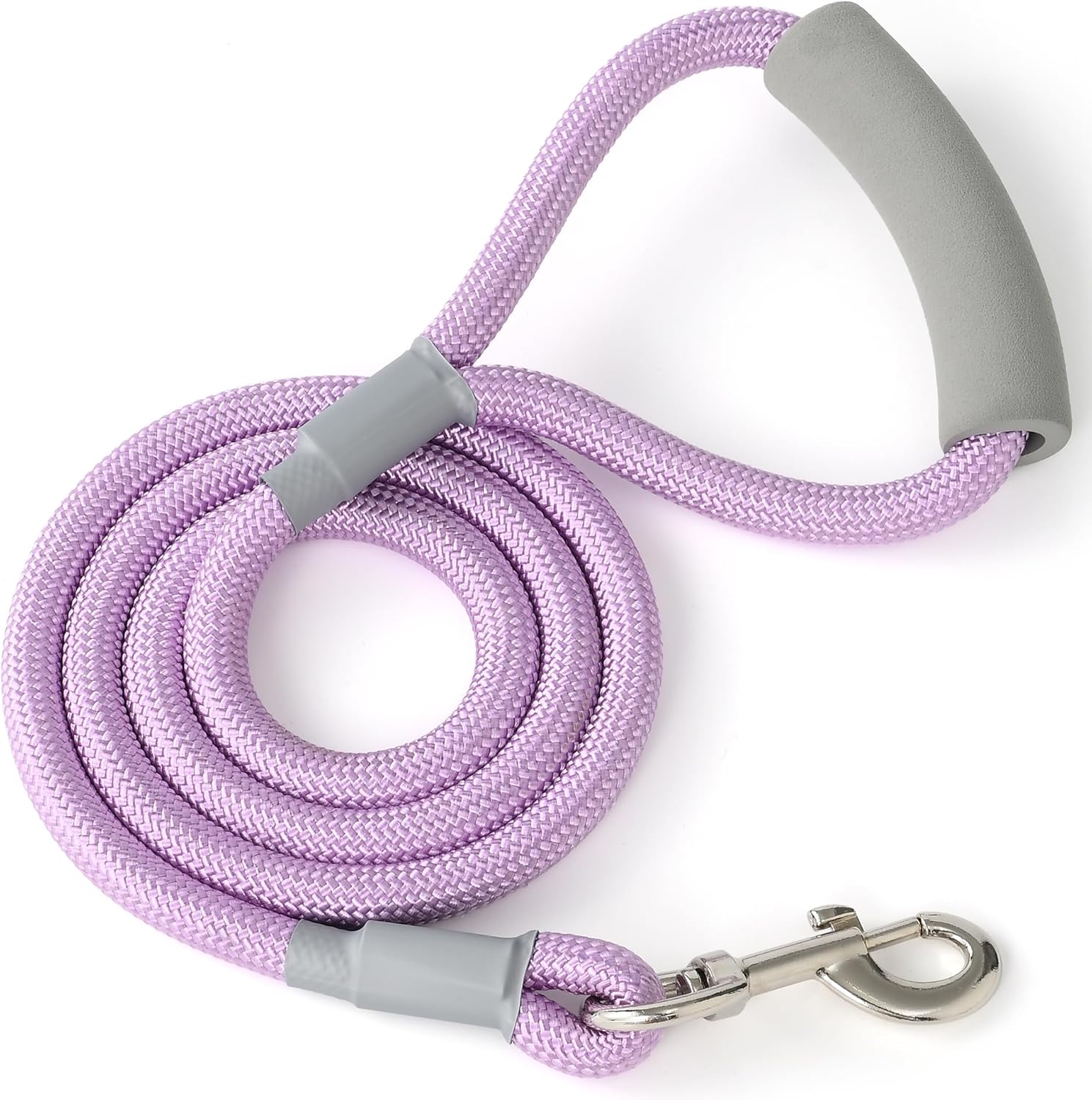 Dog Leash, with Comfortable Padded Handle, Purple Nylon Rope Leash with Steel Tips, Heavy Duty 6 Feet Pet Leashes (Pink,72 Inches)