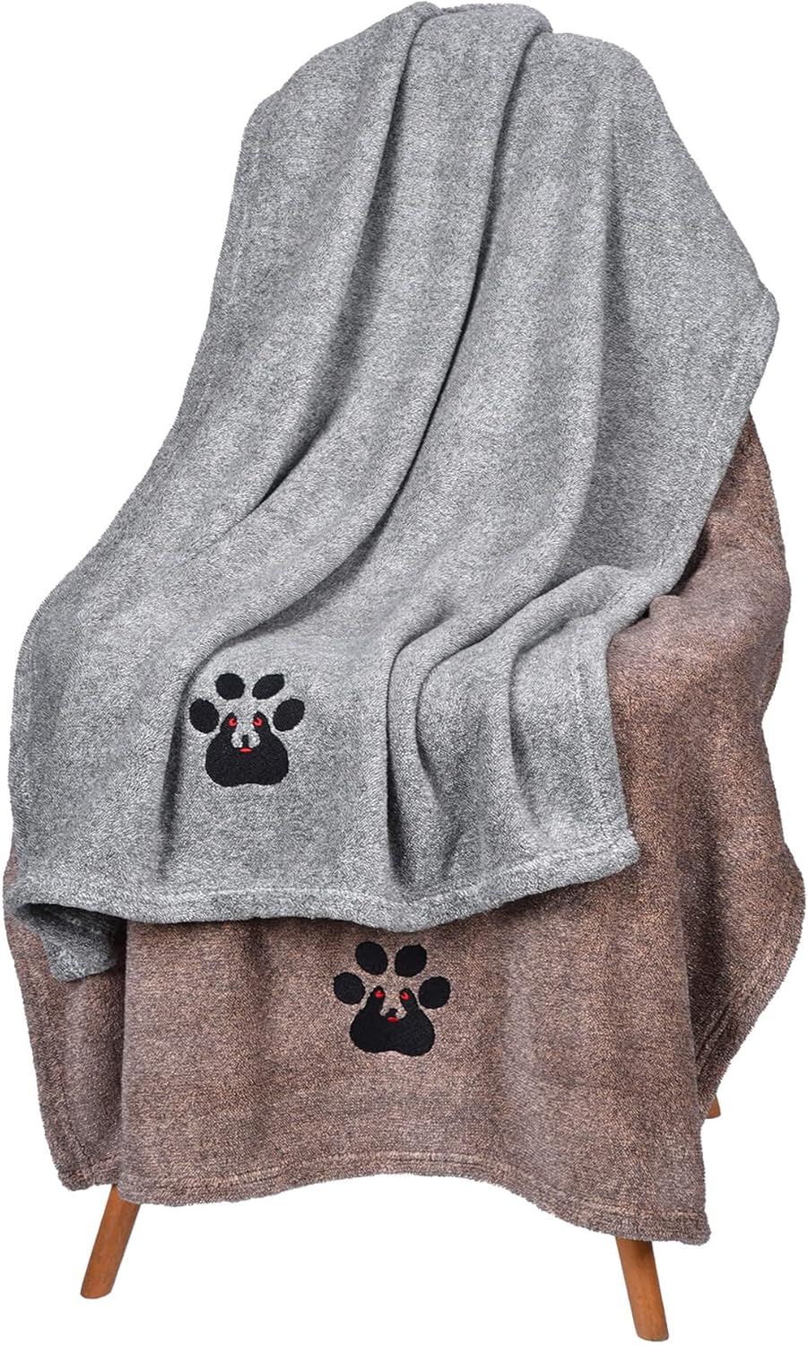 Dog Towel - Pack of 2 - Super Absorbent Soft Microfiber Pet Bath Grooming Towels for Drying Dogs and Other Pets (M-36" * 28", Grey and Brown)
