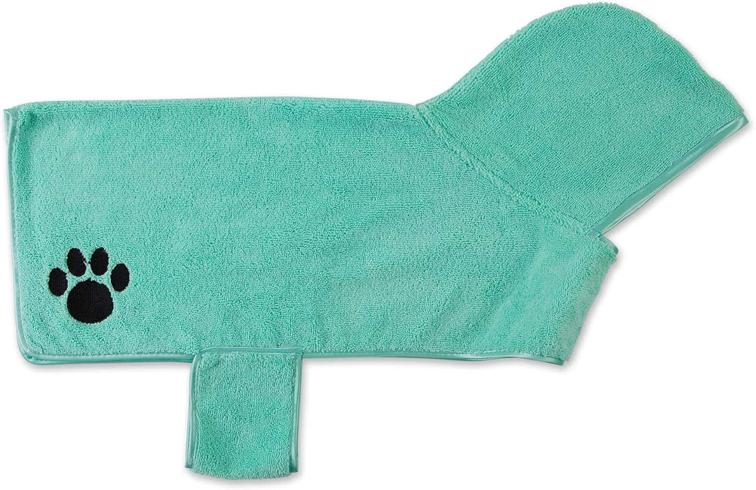Pet Robe Collection, Embroidered Absorbent Microfiber Bath Robe with Adjustable Closure, for Dogs & Cats, Medium, Aqua