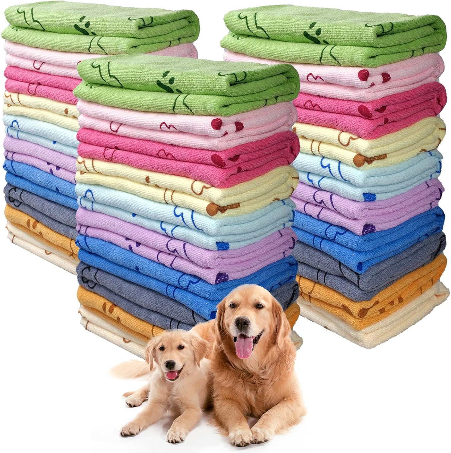 30 Pcs Dog Towels for Drying Dogs Bulk 20 x 40 Inch Quick Drying Pet Bath Towels Colorful Pet Grooming Towel Absorbent Microfiber Towel for Small Medium Large Dog Puppy Cat