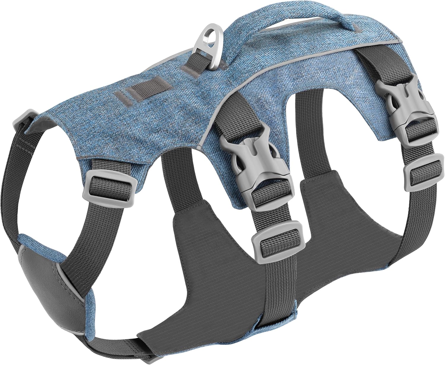 Escape Proof Dog Harness with Handle - Reflective No Pull Dog Vest, Lightweight Full Body Pet Harness Adjustable for Small Dogs Walking,Training(Blue,Chest:14-22")