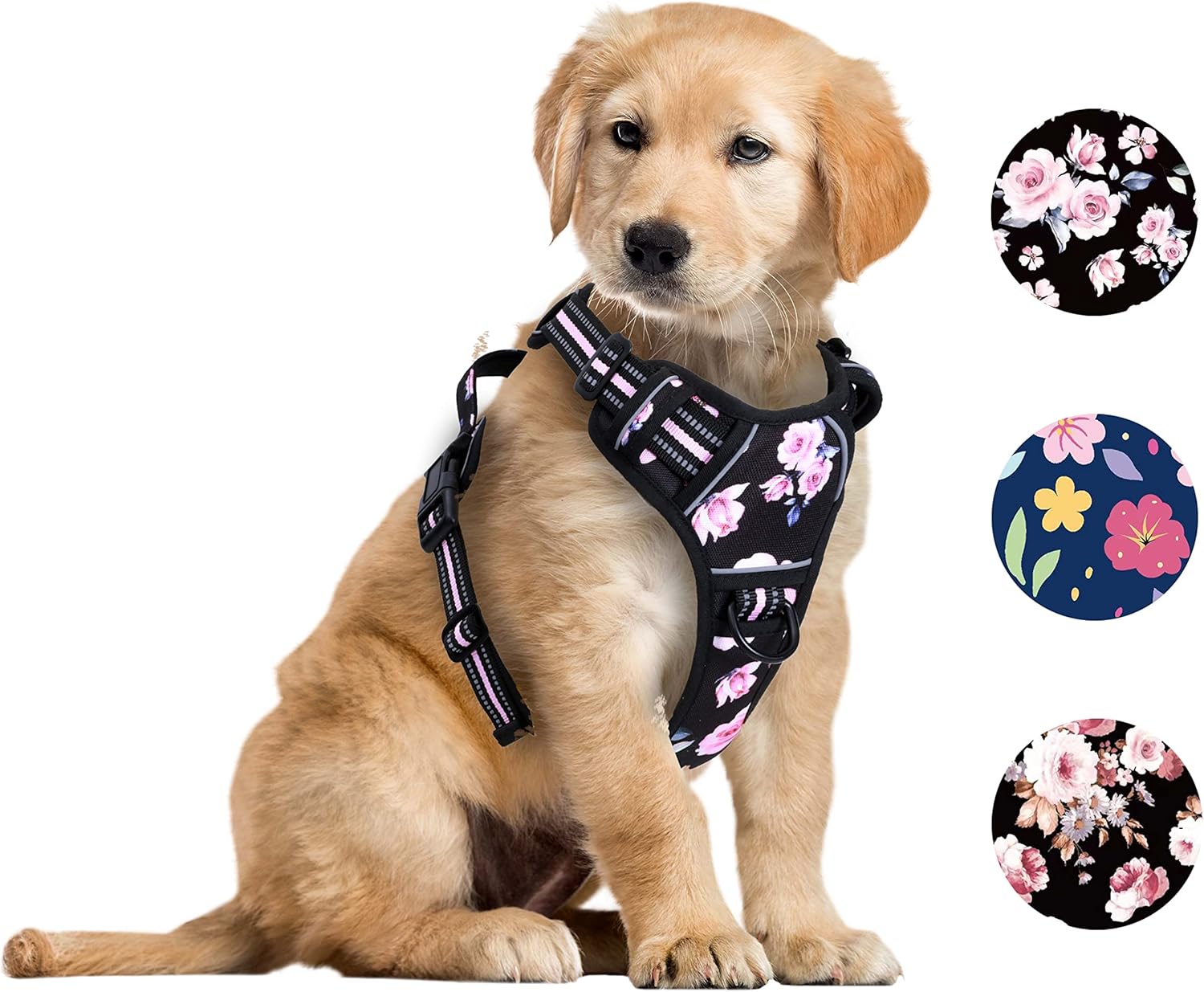 No Pull Dog Vest Harness for Medium Dogs with Easy Control Handle Reflective Strap for Puppy Walking,Training, No-Choke Breathable Cute Dog Harness(XSmall, Pink Rose)
