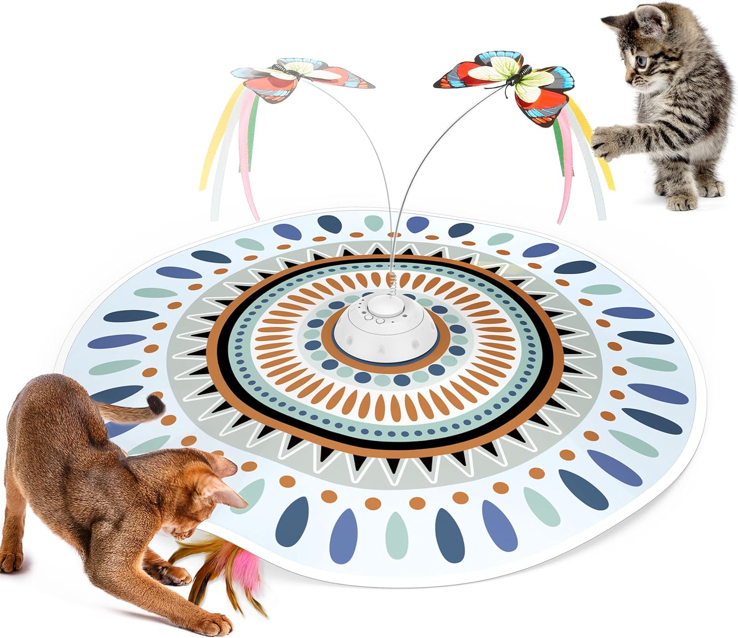 Cat Toys Chargeable, 3in1 Hide and Seek for Kittens, Interactive Automatic Play, Fluttering Butterfly, Moving Wand Feather, Indoor Kitty Exercise 22.8 Inch Cover for All Breeds
