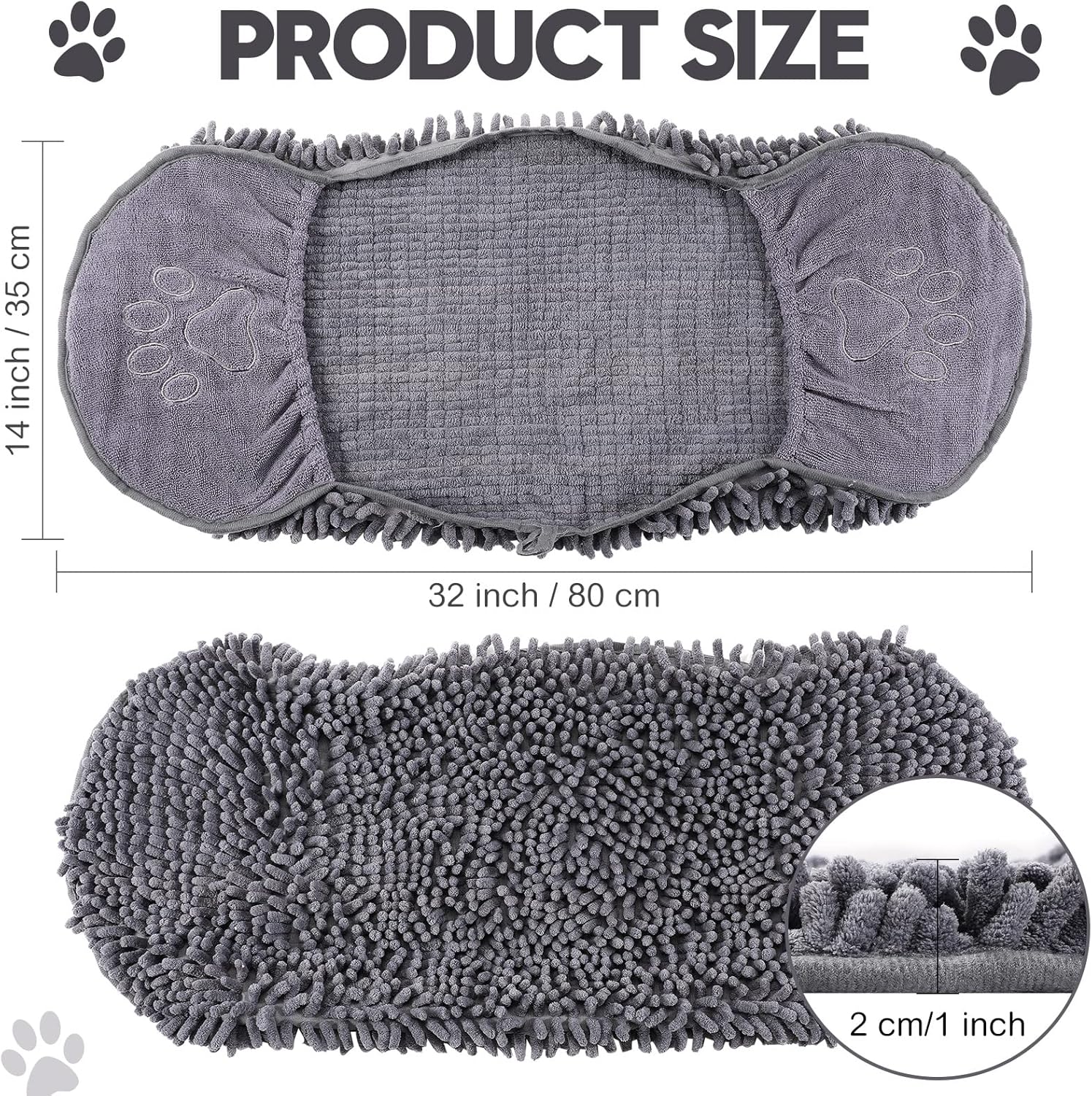 4 Pcs Large Dog Shammy Towel for Drying 32 x 14 in Microfiber Absorbent, Quick Drying Dog Bath Towel with Hand Pocket, Machine Washable for Pet Puppy Cleaning Shower Supplies(Grey)